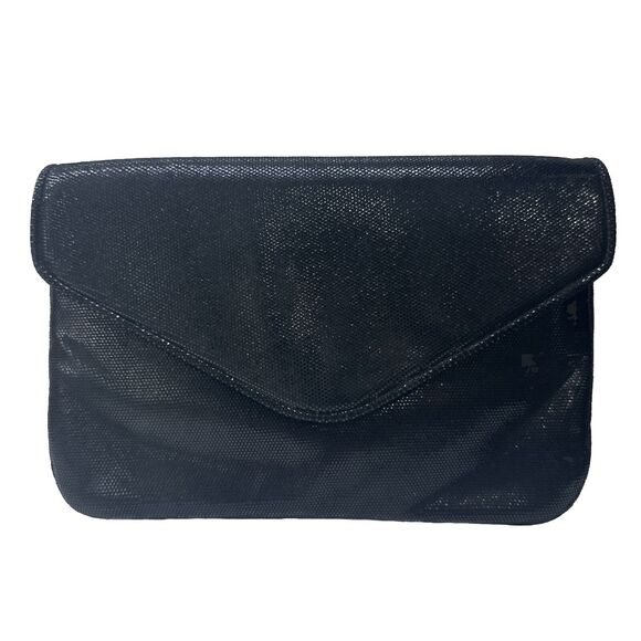 VINTAGE Frenchy of California Black Evening Envelope Clutch Sparkly Shiny - Picture 1 of 14